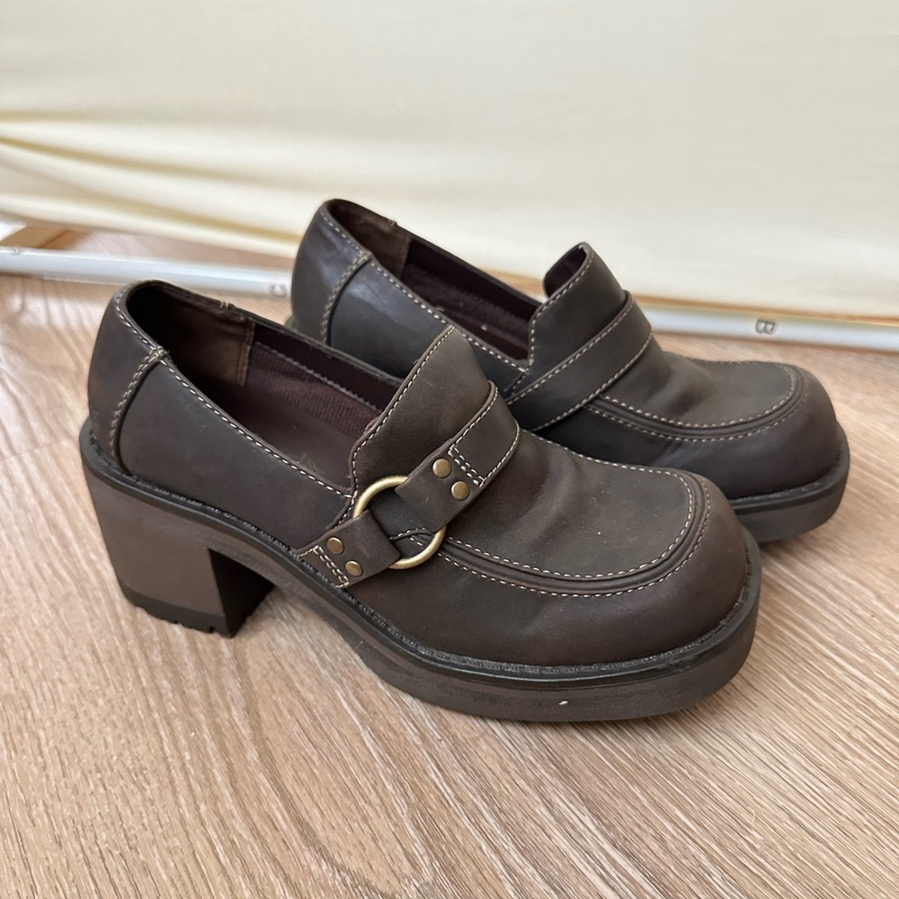 Vtg Skechers Something' Else Chunky Platform Loafers Brown Y2K Bratz 90s Ring